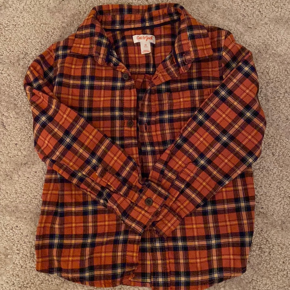 Cat & Jack Button Down Plaid Shirt- 5T
